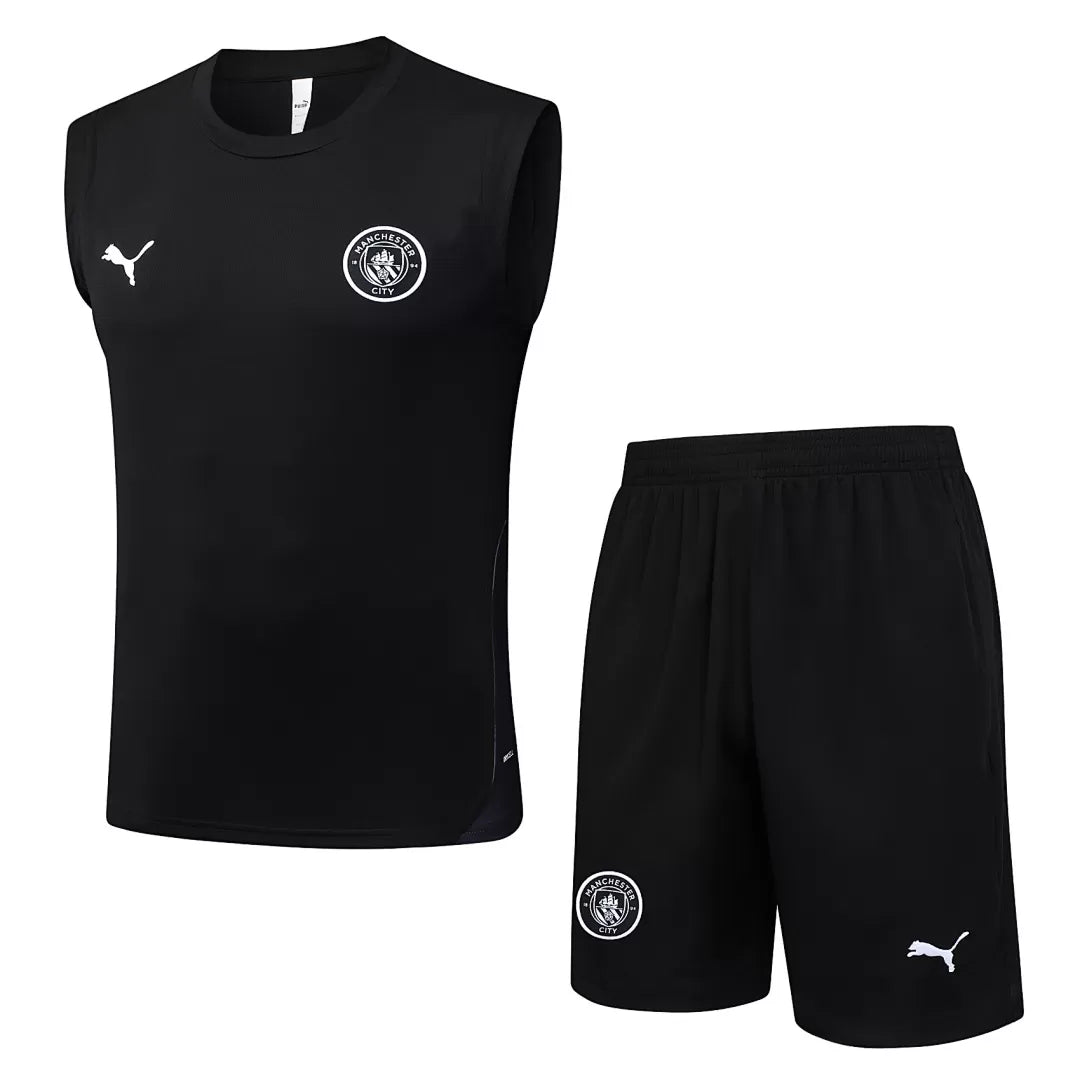 Completino Canottiera Manchester City 2025/26 Uomo Nero | Kit Allenamento - CalcioVivo