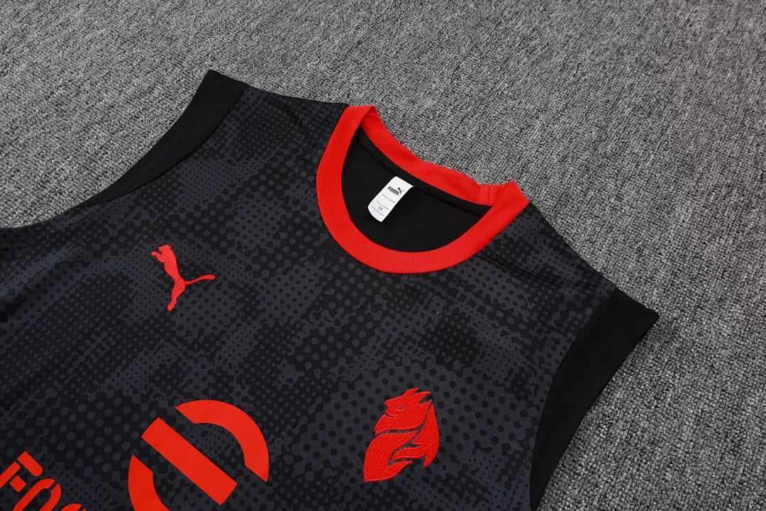 Completino Canottiera Milan 2025/26 Uomo Nero | Kit Allenamento - CalcioVivo
