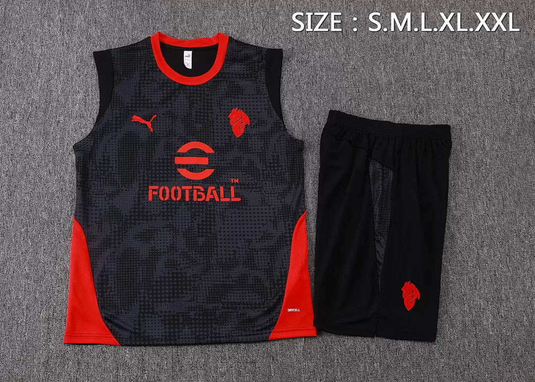 Completino Canottiera Milan 2025/26 Uomo Nero | Kit Allenamento - CalcioVivo