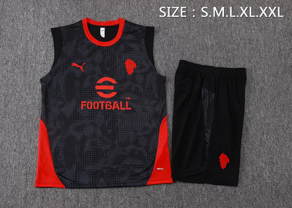 Completino Canottiera Milan 2025/26 Uomo Nero | Kit Allenamento - CalcioVivo