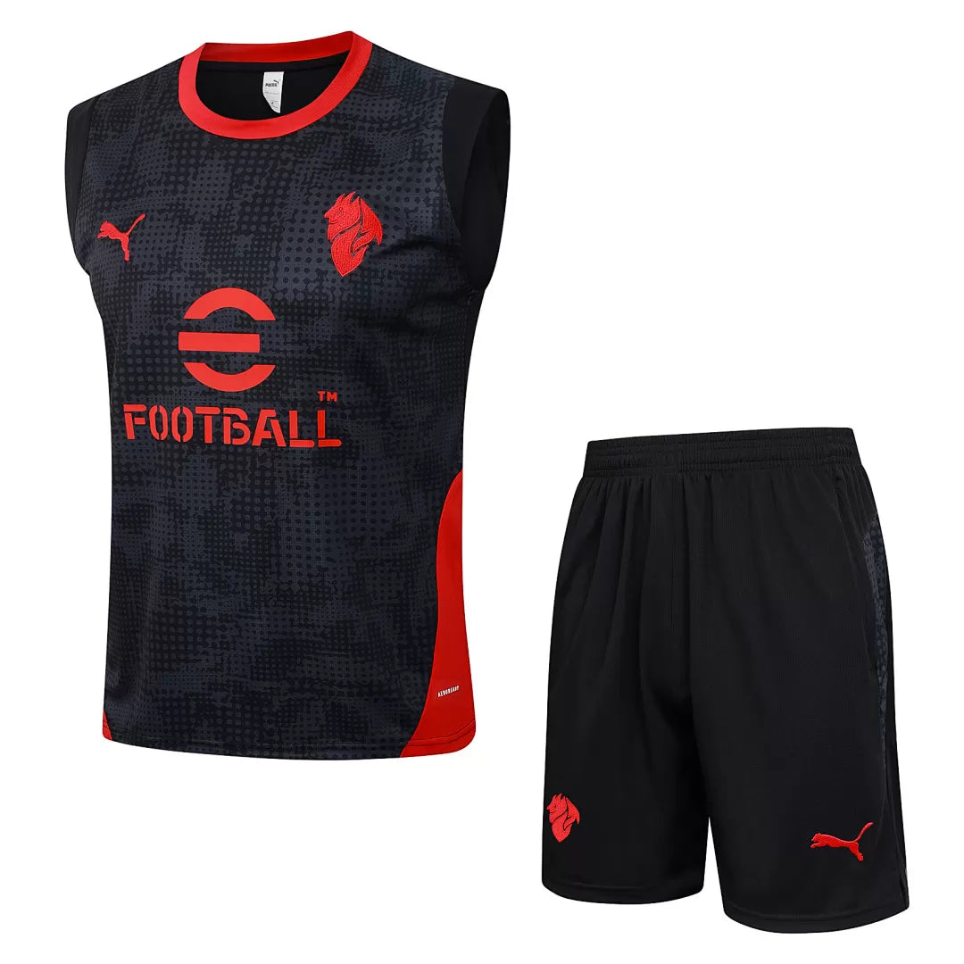 Completino Canottiera Milan 2025/26 Uomo Nero | Kit Allenamento - CalcioVivo