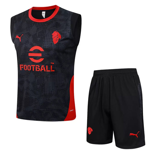 Completino Canottiera Milan 2025/26 Uomo Nero | Kit Allenamento - CalcioVivo