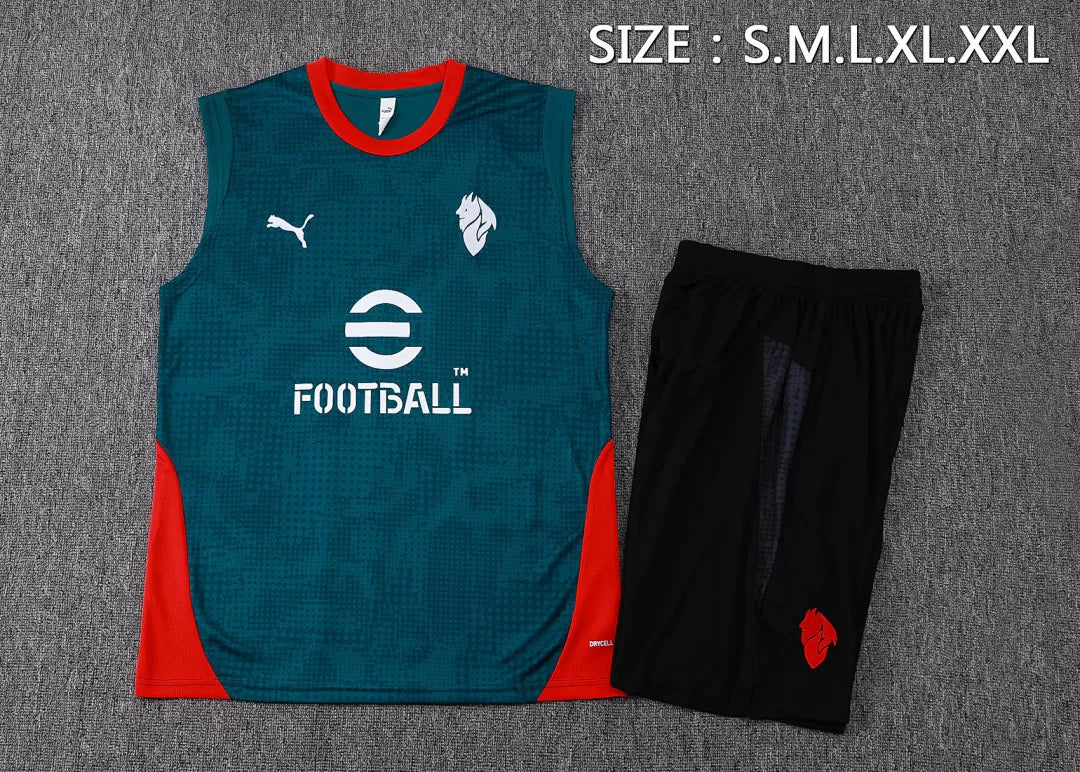 Completino Canottiera Milan 2025/26 Uomo Verde | Kit Allenamento - CalcioVivo