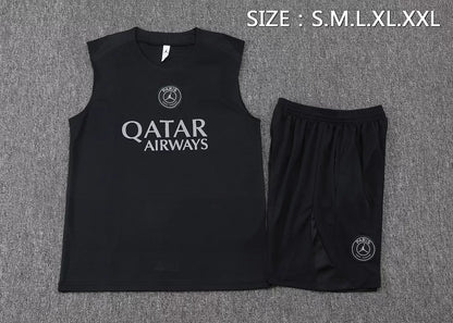 Completino Canottiera PSG 2025/26 Uomo Nero | Kit Allenamento - CalcioVivo