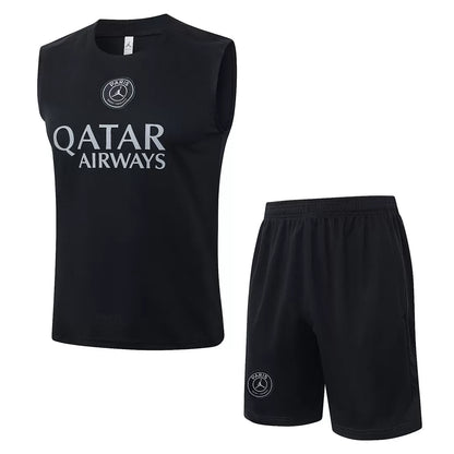 Completino Canottiera PSG 2025/26 Uomo Nero | Kit Allenamento - CalcioVivo