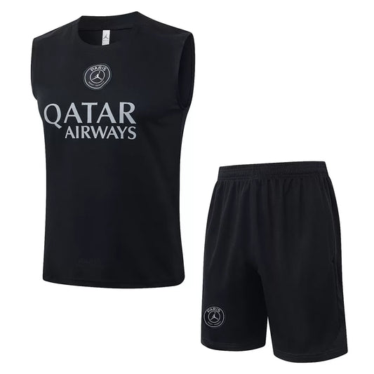 Completino Canottiera PSG 2025/26 Uomo Nero | Kit Allenamento - CalcioVivo