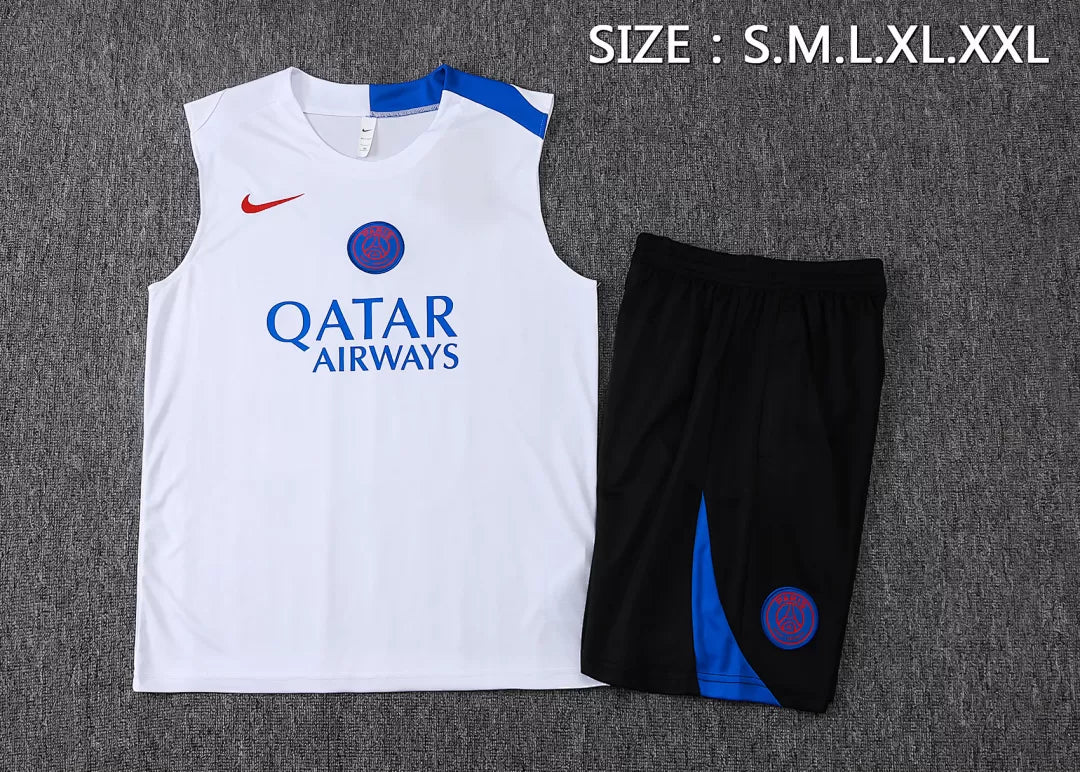 Completino Canottiera PSG 2025/26 Uomo Bianco | Kit Allenamento - CalcioVivo