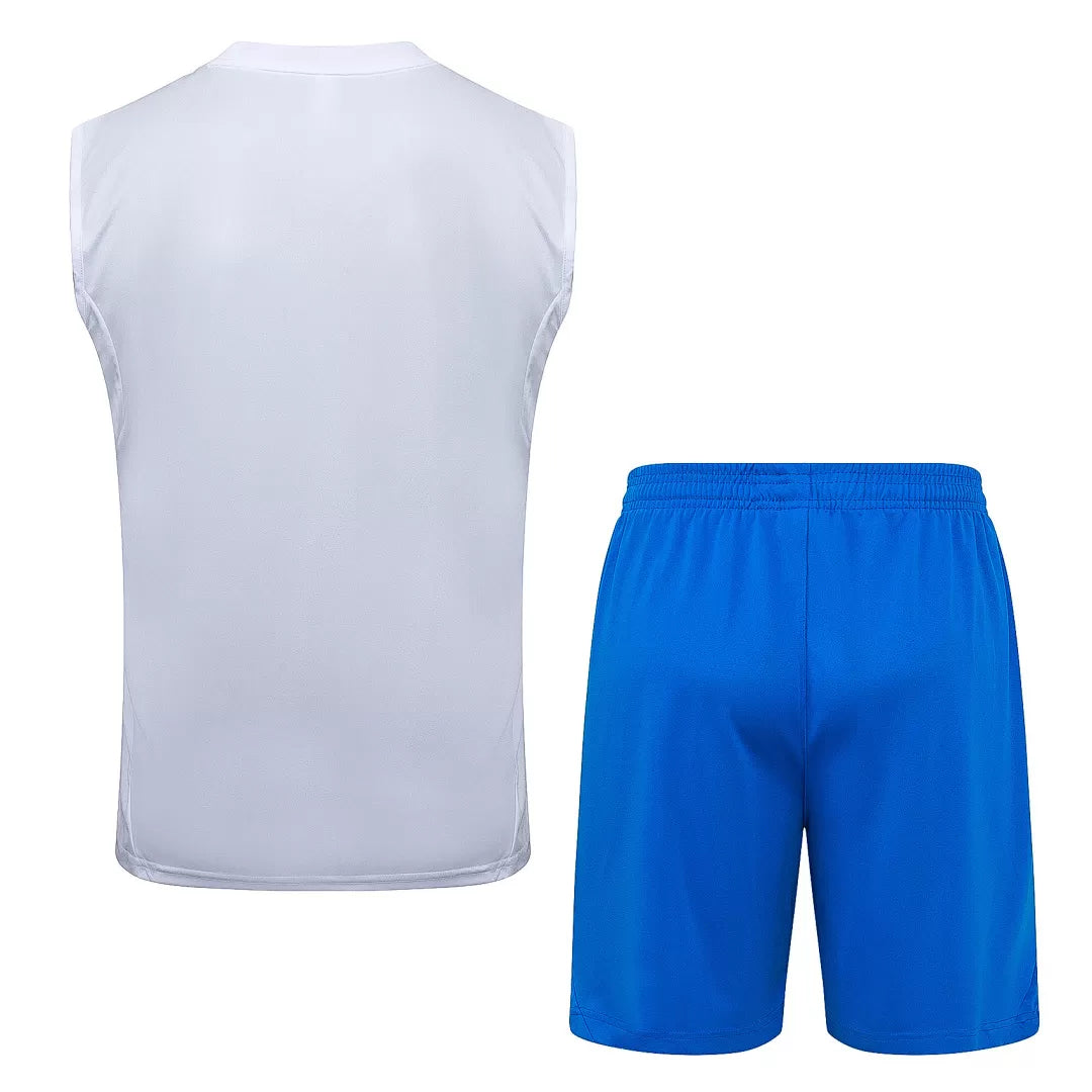 Completino Canottiera Real Madrid 25/26 Uomo Bianco Azzurro | Kit Allenamento - CalcioVivo