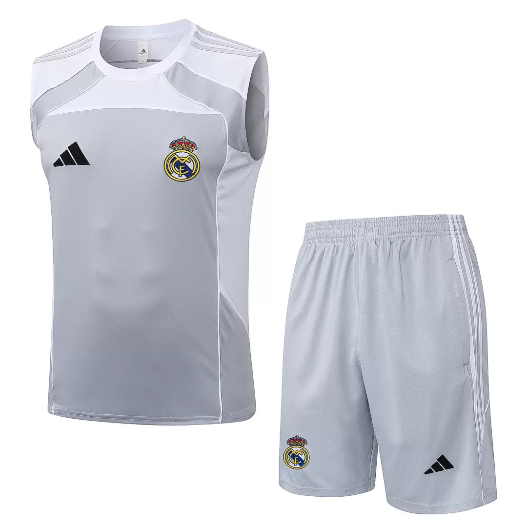 Completino Canottiera Real Madrid 25/26 Uomo Grigio | Kit Allenamento - CalcioVivo