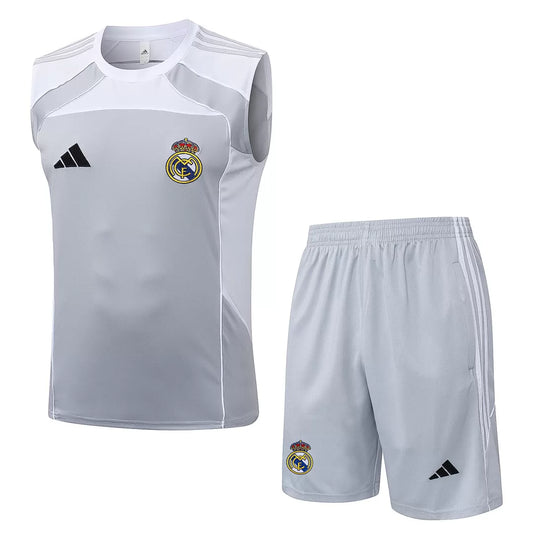 Completino Canottiera Real Madrid 25/26 Uomo Grigio | Kit Allenamento - CalcioVivo