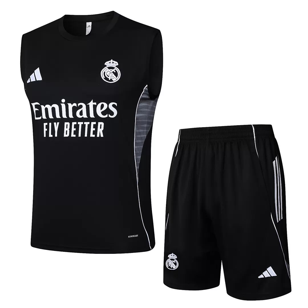 Completino Canottiera Real Madrid 25/26 Uomo Nero | Kit Allenamento - CalcioVivo
