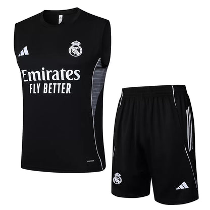 Completino Canottiera Real Madrid 25/26 Uomo Nero | Kit Allenamento - CalcioVivo
