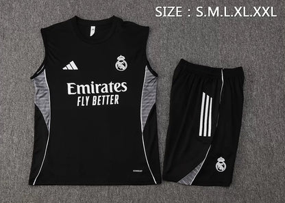 Completino Canottiera Real Madrid 25/26 Uomo Nero | Kit Allenamento - CalcioVivo
