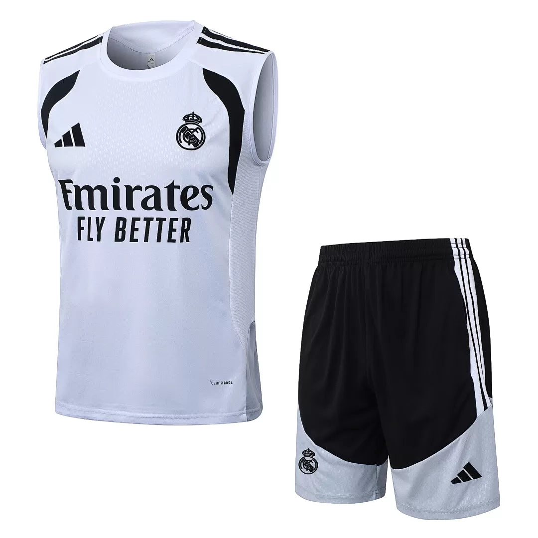 Completino Canottiera Real Madrid 26/27 Uomo Bianco | Kit Allenamento - CalcioVivo