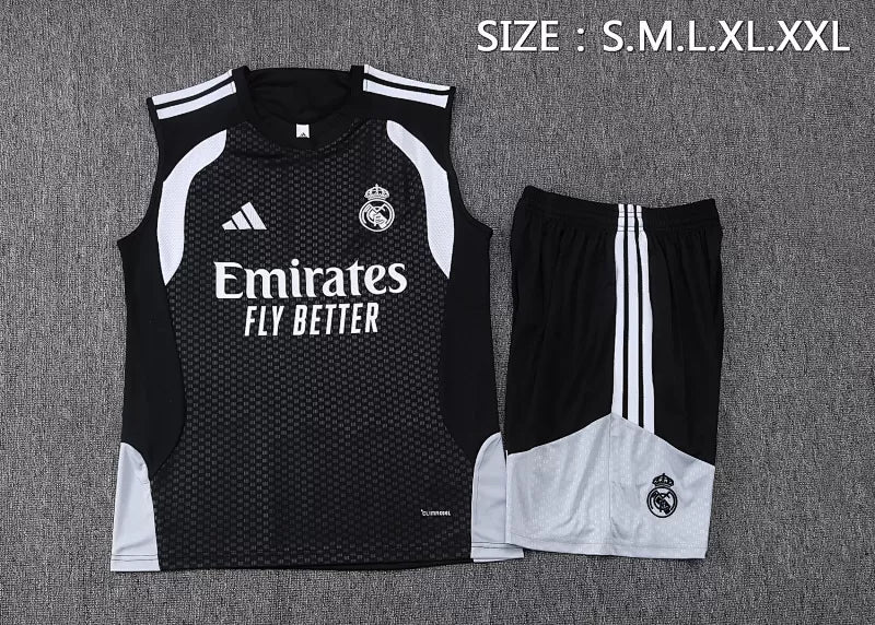 Completino Canottiera Real Madrid 26/27 Uomo Nero | Kit Allenamento - CalcioVivo