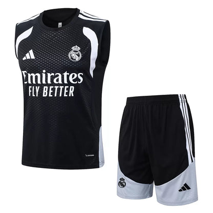 Completino Canottiera Real Madrid 26/27 Uomo Nero | Kit Allenamento - CalcioVivo