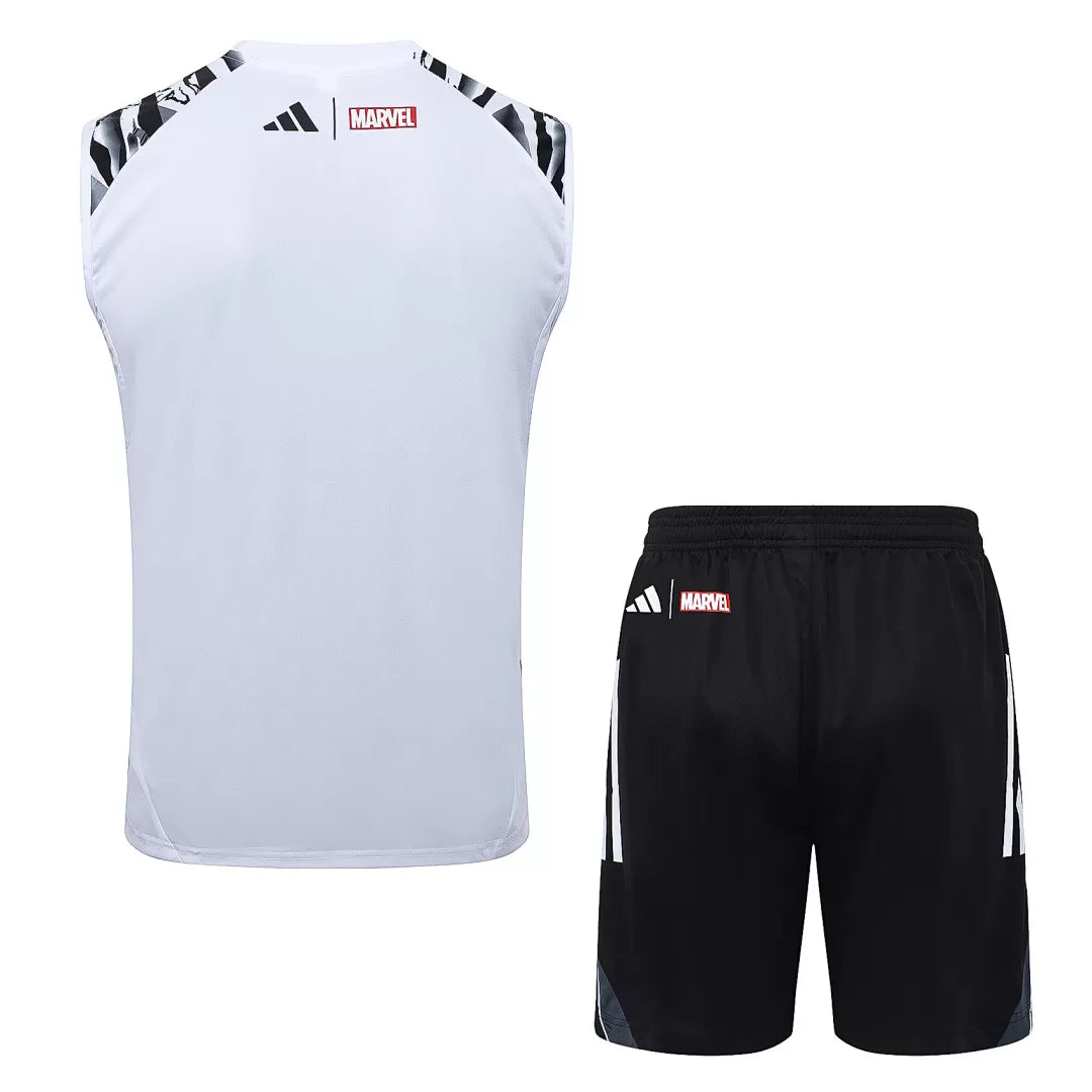 Completino Canottiera Real Madrid x Marvel 2025/26 Uomo Bianco | Kit Allenamento - CalcioVivo