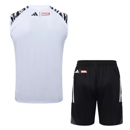 Completino Canottiera Real Madrid x Marvel 2025/26 Uomo Bianco | Kit Allenamento - CalcioVivo