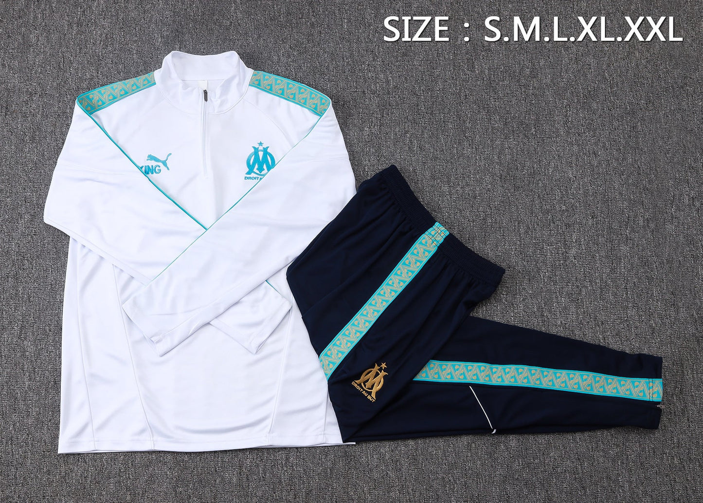 Tracksuit Olympique Marseille White/Blue 25/26 - CalcioVivo