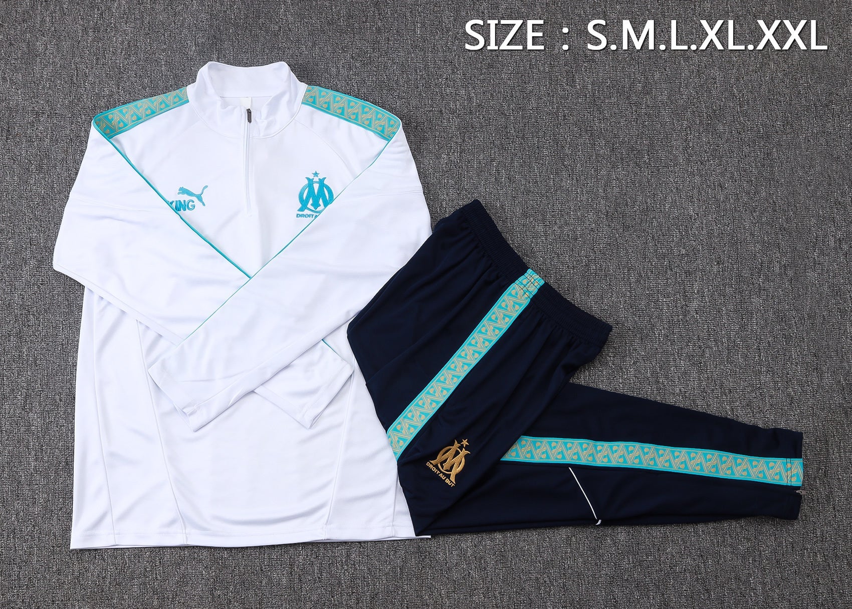 Tracksuit Olympique Marseille White/Blue 25/26 - CalcioVivo