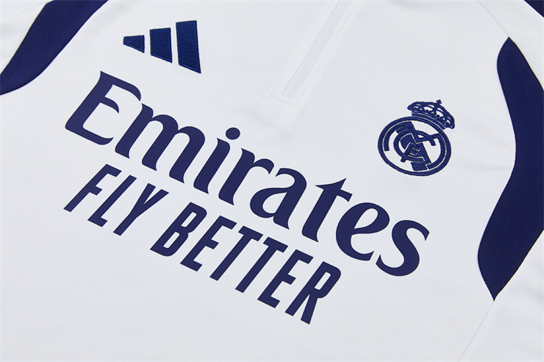 Tuta Real Madrid Bianco/Blu Half-Zip 26/27 Uomo | Tuta da Calcio - CalcioVivo