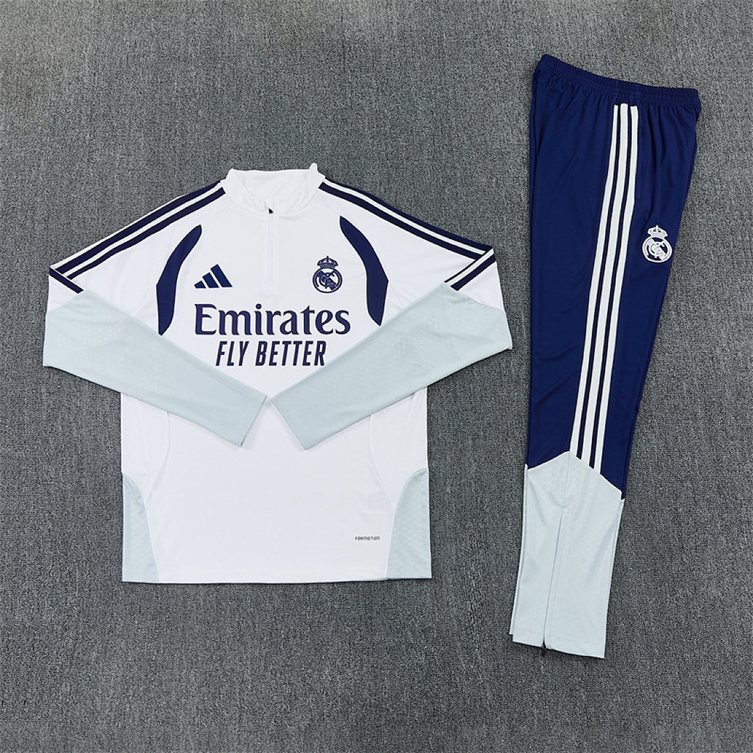 Tuta Real Madrid Bianco/Blu Half-Zip 26/27 Uomo | Tuta da Calcio - CalcioVivo