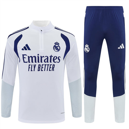 Tuta Real Madrid Bianco/Blu Half-Zip 26/27 Uomo | Tuta da Calcio - CalcioVivo