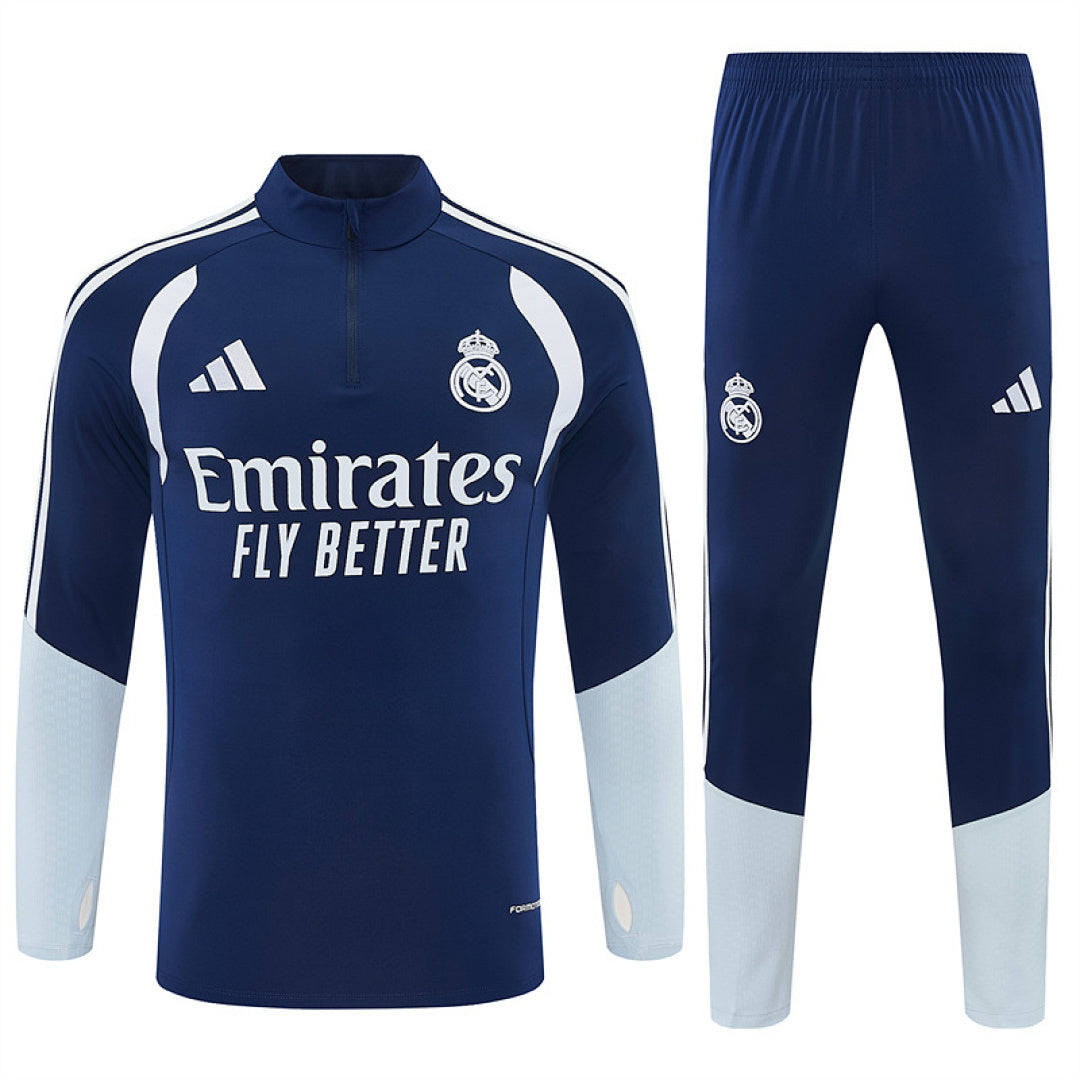 Tuta Real Madrid Blu Half-Zip 26/27 Uomo | Tuta da Calcio - CalcioVivo