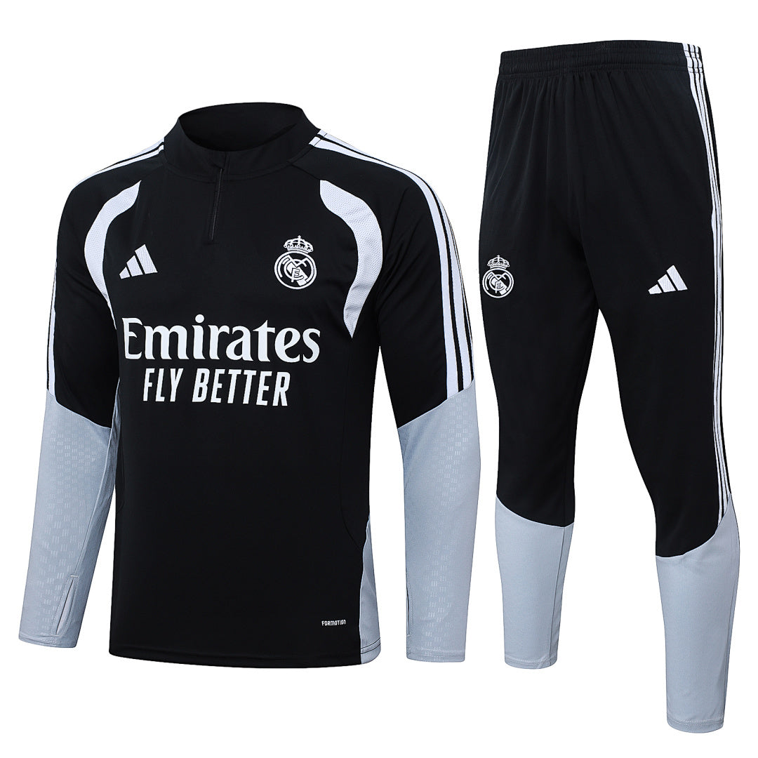Tuta Real Madrid Nero/Bianco Half-Zip 26/27 Uomo | Tuta da Calcio - CalcioVivo