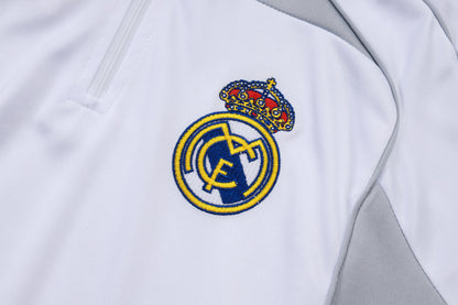 Real Madrid White/Gray Tracksuit Half-Zip 25/26