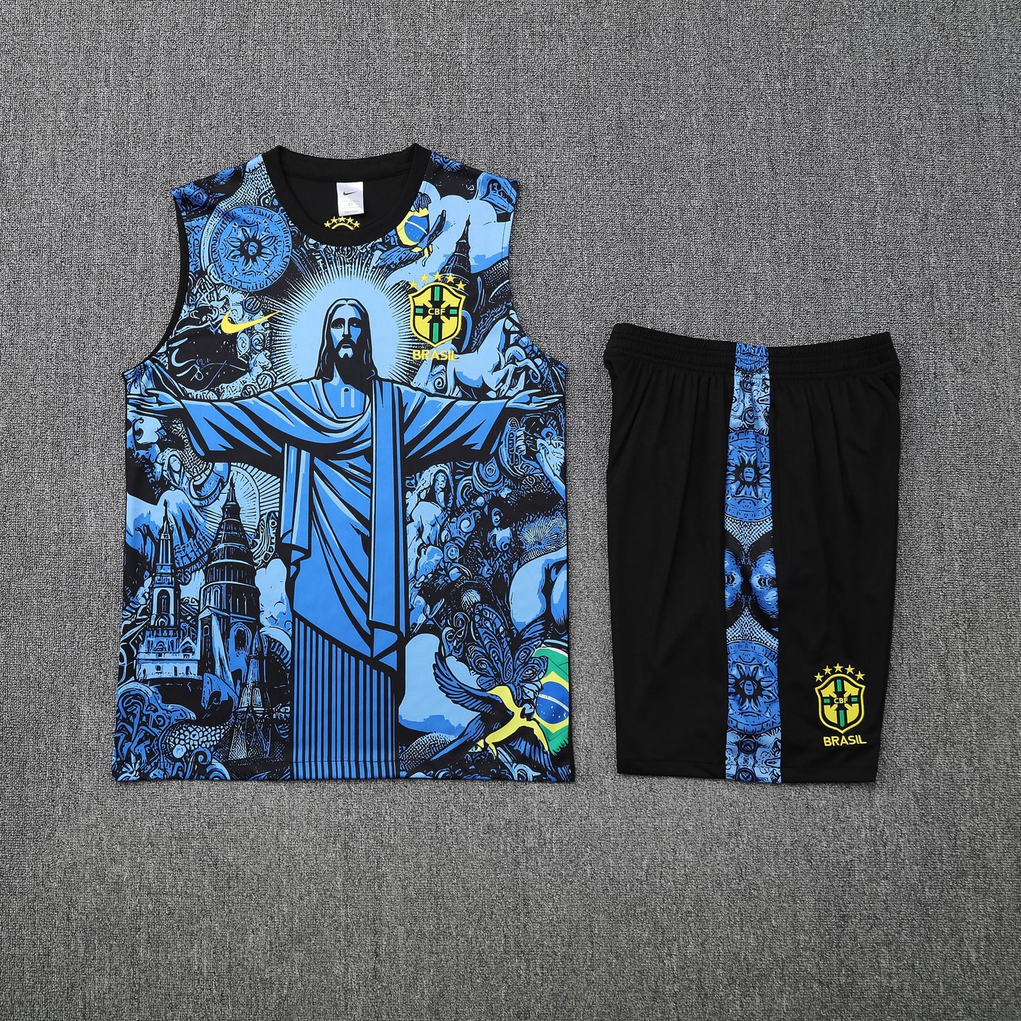 Kit Tank Top + Shorts Brazil Christ the Redeemer Blue Training 25/26
