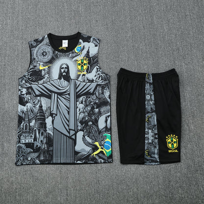 Kit Tank Top + Shorts Brazil Christ the Redeemer Gray Training 25/26