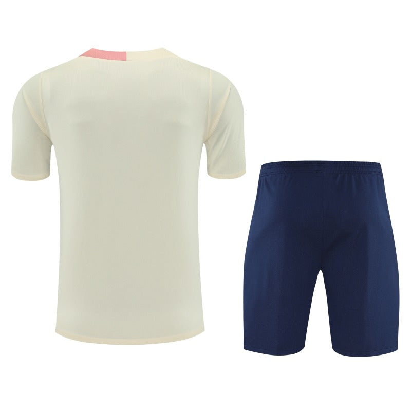 Kit Shirt + Shorts Barcelona Training Beige/Dark Blue 25/26