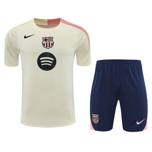 Kit Shirt + Shorts Barcelona Training Beige/Dark Blue 25/26