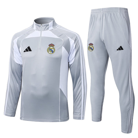Real Madrid Gray Tracksuit Half-Zip 25/26