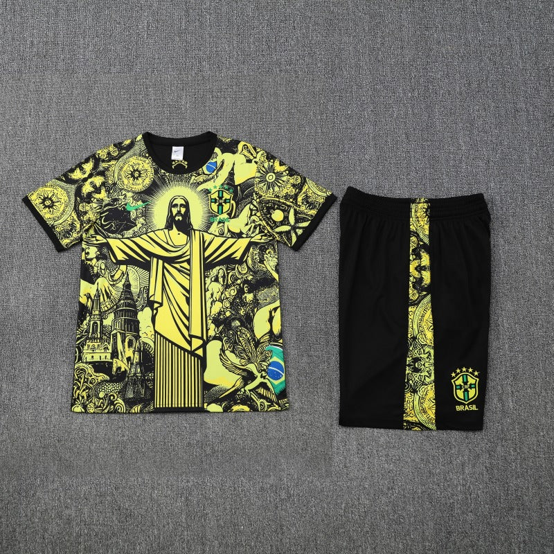 Kit Shirt + Shorts Brazil Christ the Redeemer Yellow Training 25/26
