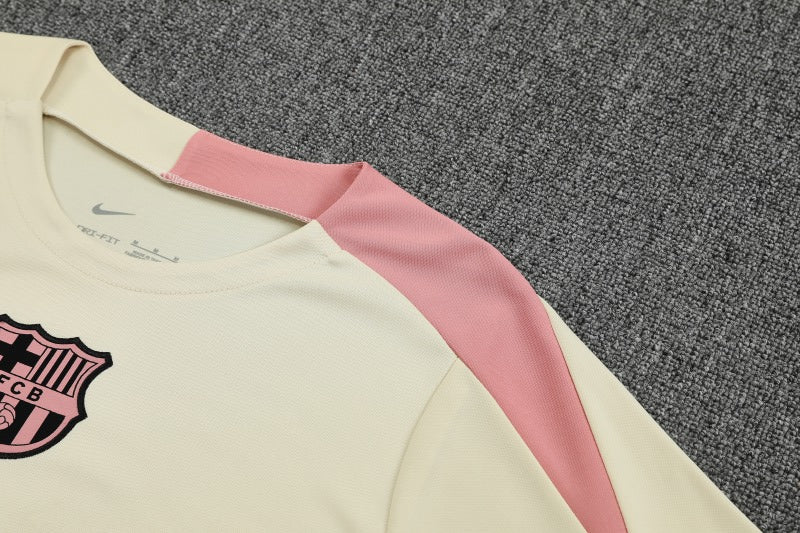 Kit Shirt + Shorts Barcelona Training Beige/Dark Blue 25/26