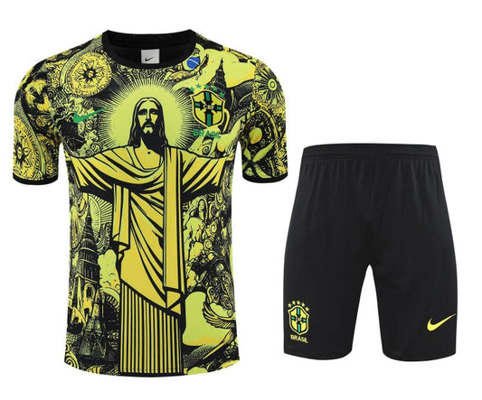 Kit Shirt + Shorts Brazil Christ the Redeemer Yellow Training 25/26