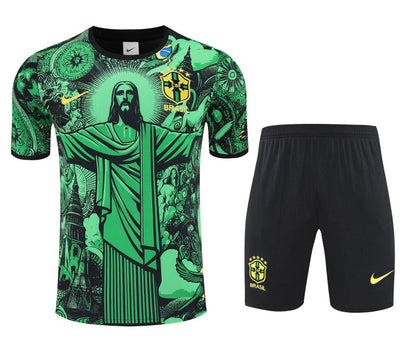 Kit Shirt + Shorts Brazil Christ the Redeemer Green Training 25/26