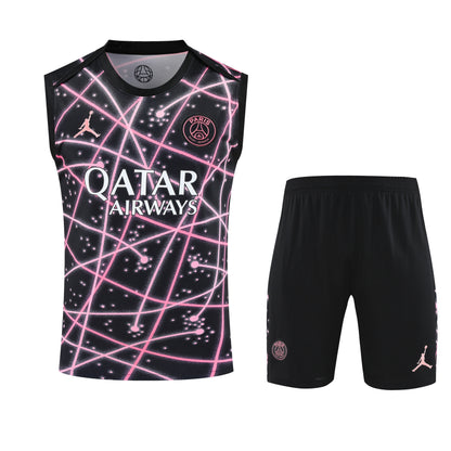 PSG Pink/Black Training Tank Top + Shorts Kit 25/26