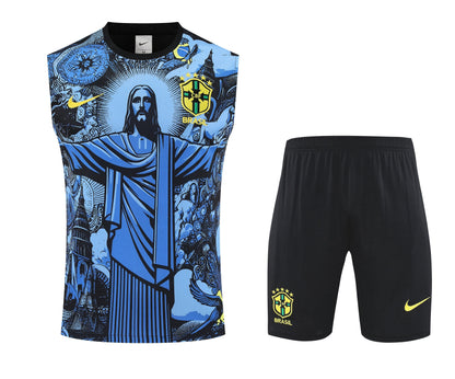 Kit Tank Top + Shorts Brazil Christ the Redeemer Blue Training 25/26