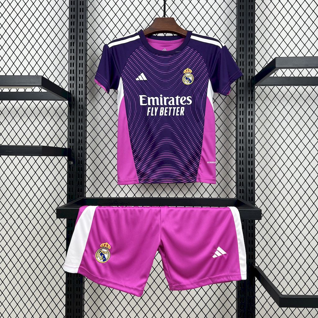 Real Madrid 2025-26 Purple Goalkeeper Kids Kit
