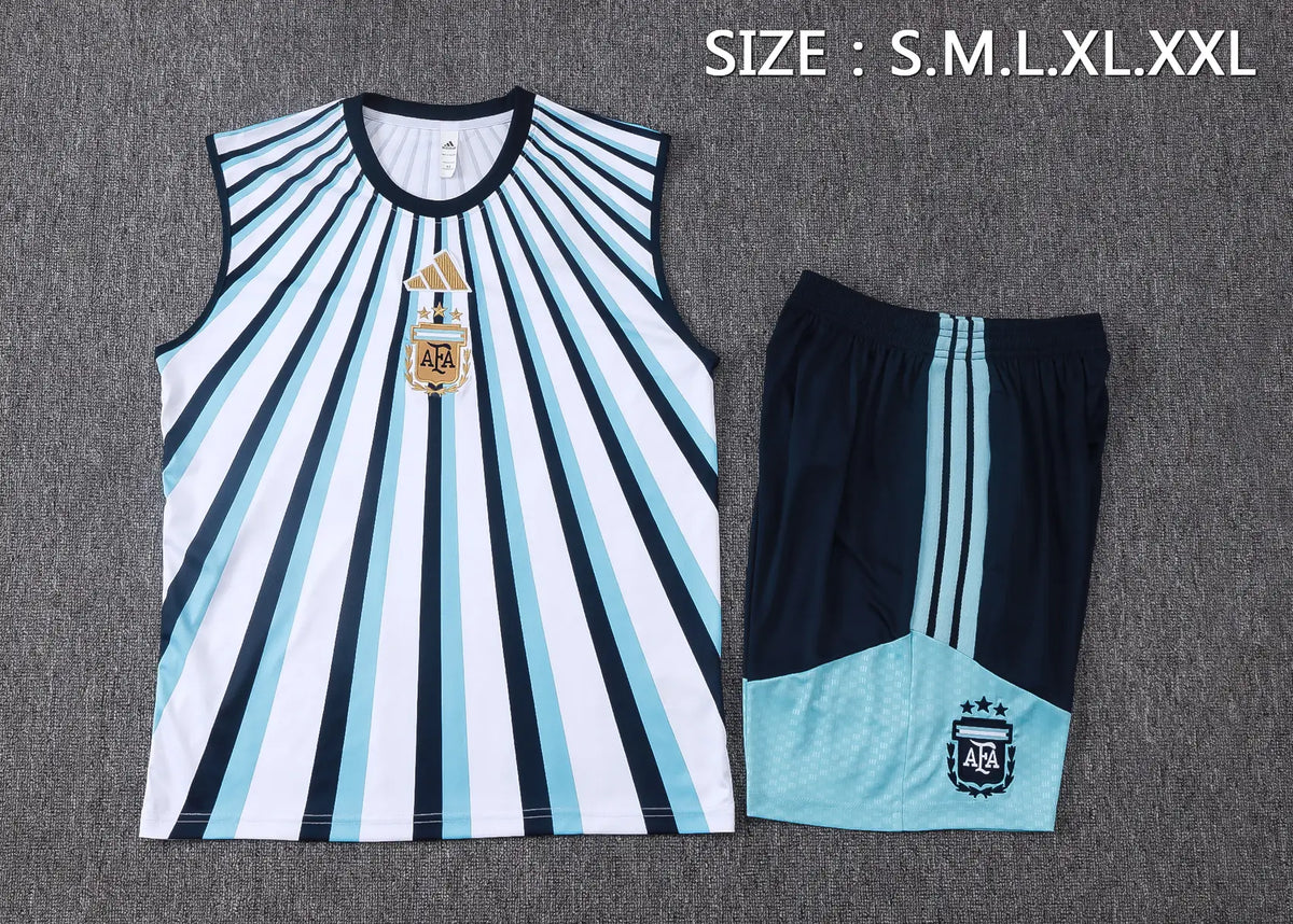 Completino Canottiera Argentina 26/27 Uomo Bianco Azzurro Blu Navy | Kit Allenamento - CalcioVivo