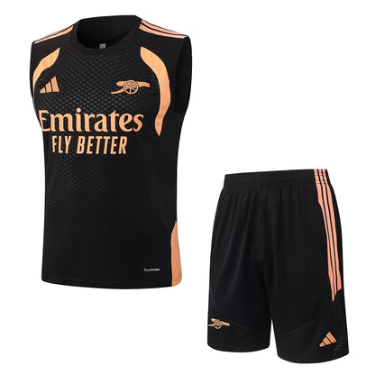 Completino Canottiera Arsenal 26/27 Uomo Nero con dettagli Arancione | Kit Allenamento - CalcioVivo
