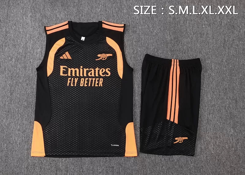 Completino Canottiera Arsenal 26/27 Uomo Nero con dettagli Arancione | Kit Allenamento - CalcioVivo