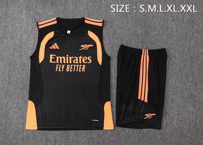 Completino Canottiera Arsenal 26/27 Uomo Nero con dettagli Arancione | Kit Allenamento - CalcioVivo