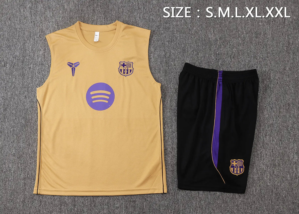 Completino Canottiera Barcelona 26/27 Uomo Oro | Kit Allenamento - CalcioVivo