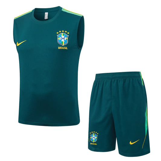 Completino Canottiera Brasile 26/27 Uomo Verde Petrolio | Kit Allenamento - CalcioVivo