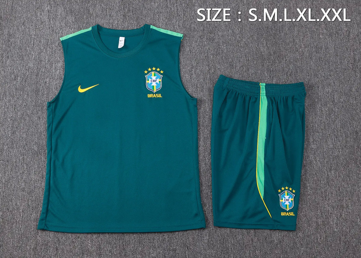 Completino Canottiera Brasile 26/27 Uomo Verde Petrolio | Kit Allenamento - CalcioVivo