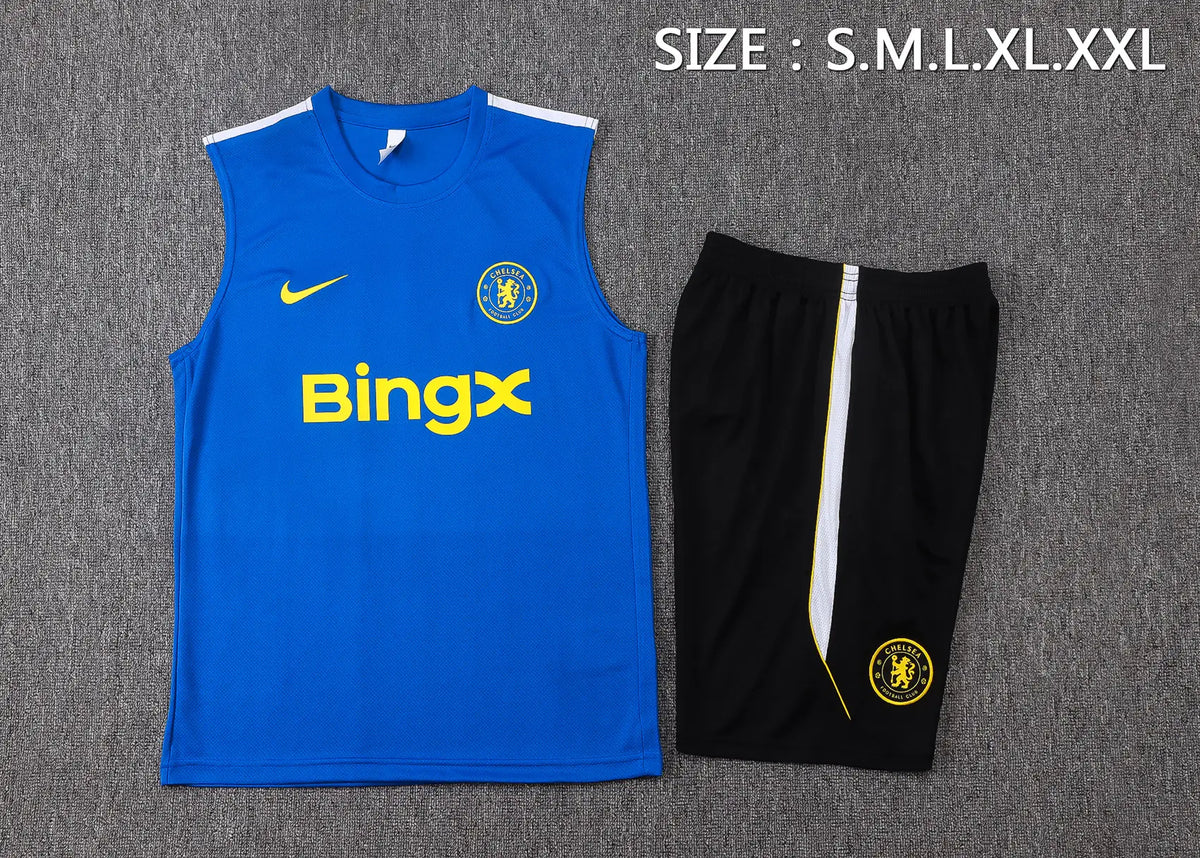 Completino Canottiera Chelsea 26/27 Uomo Blu Elettrico e Nero | Kit Allenamento - CalcioVivo